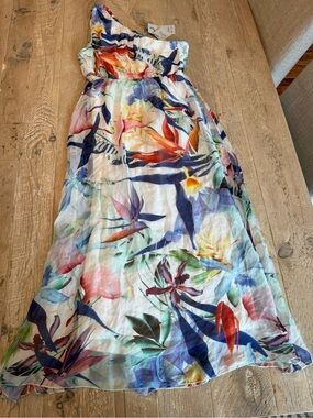 Lara G Silk Womens Floral Strapless Maxi Dress - Multicolor